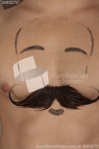 Image of male torso with moustache