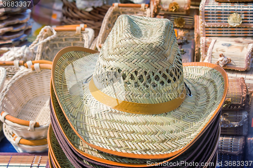 Image of Woven straw unisex hat.