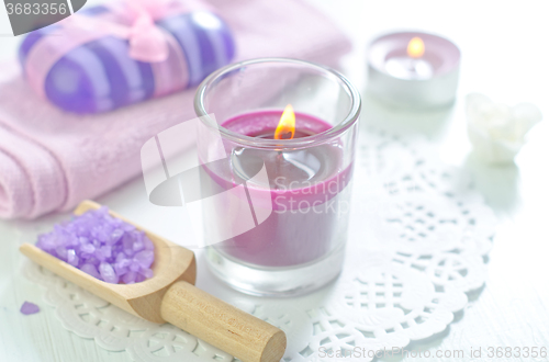Image of sea salt, soap and candle