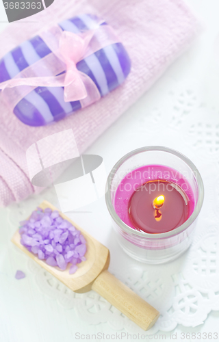 Image of sea salt, soap and candle