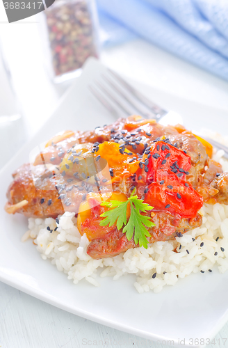 Image of rice with meat and vegetables