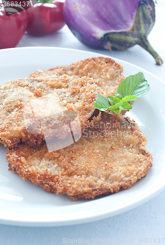 Image of Eggplant slices breaded and fried