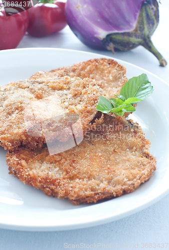 Image of Eggplant slices breaded and fried