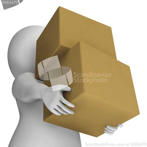 Image of Man Holding Boxes Showing Delivery And Carrying Parcels