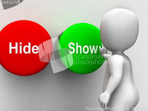 Image of Hide Show Buttons Means Seek Find Look Discover