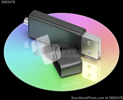 Image of Usb And Dvd Memory Shows Portable Storage