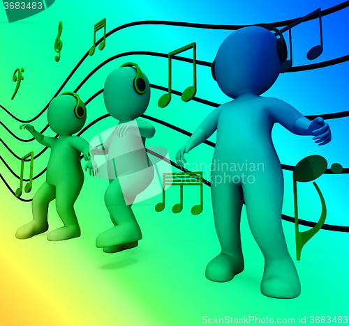 Image of Characters With Colorful Lights Dancing Shows Music Disco And Pa