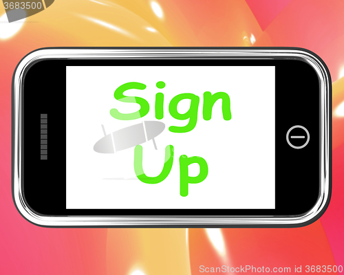 Image of Sign Up On Phone Shows Join Membership Register