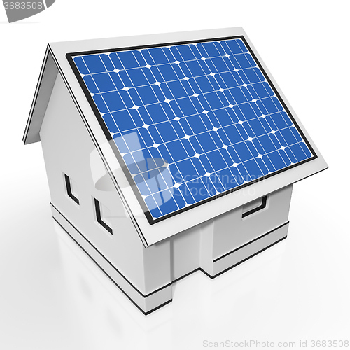 Image of House With Solar Panels Showing Sun Electricity
