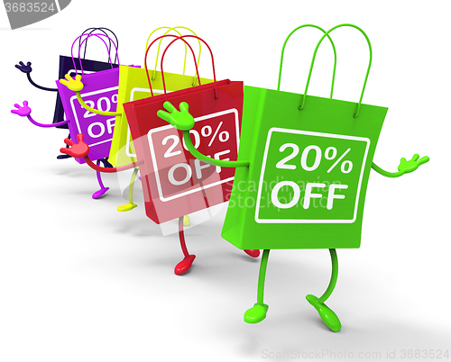 Image of Twenty Percent Off On Colored Shopping Bags Show Bargains