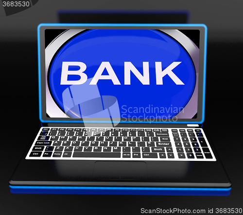 Image of Bank On Laptop Shows Web Www Or Electronic Banking