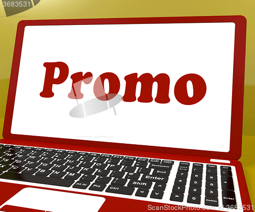 Image of Promo Computer Shows Promotion Discounts And Reductions