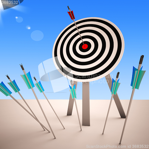Image of Arrow On Dartboard Showing Successful Shot