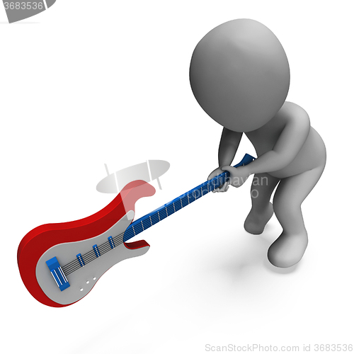 Image of Angry Guitarist Smashing Guitar Shows Rock Music