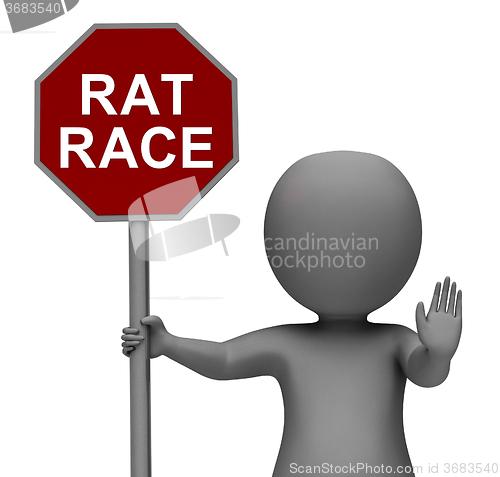 Image of Rat Race Stop Sign Shows Stopping Hectic Work Competition