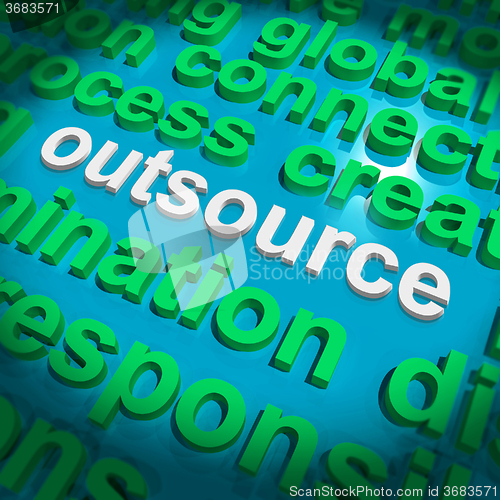 Image of Outsource Word Cloud Shows Subcontract And Freelance