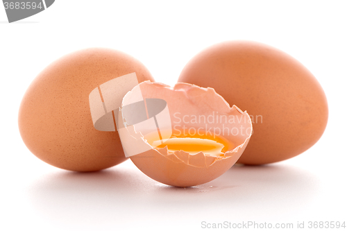 Image of Raw eggs isolated on white