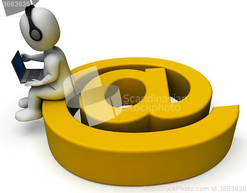 Image of Email Sign And Laptop Showing E-mail Correspondence