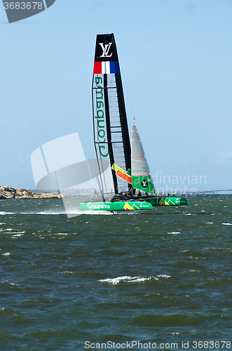 Image of americas cup in sweden one catamaran