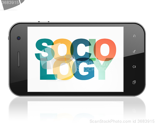 Image of Studying concept: Smartphone with Sociology on  display