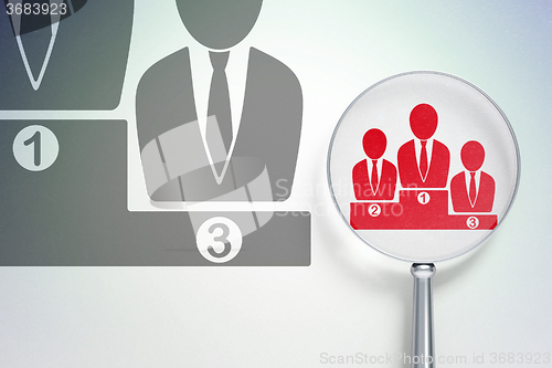Image of Law concept:  Business Team with optical glass on digital background