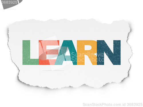 Image of Education concept: Learn on Torn Paper background