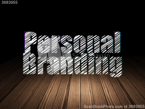 Image of Advertising concept: Personal Branding in grunge dark room