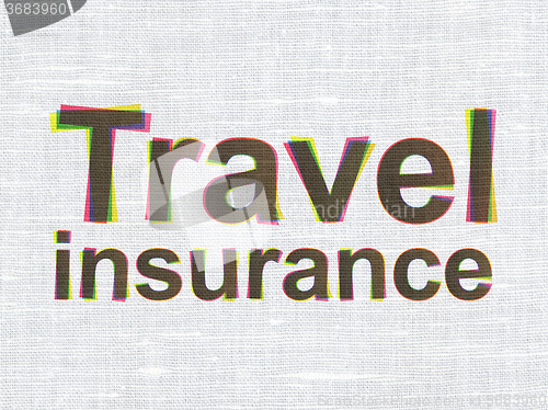 Image of Insurance concept: Travel Insurance on fabric texture background