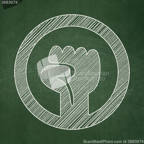 Image of Politics concept: Uprising on chalkboard background