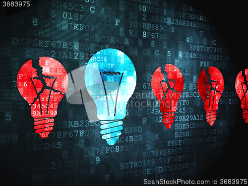 Image of Business concept: Lightbulb on digital background
