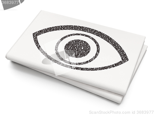 Image of Security concept: Eye on Blank Newspaper background