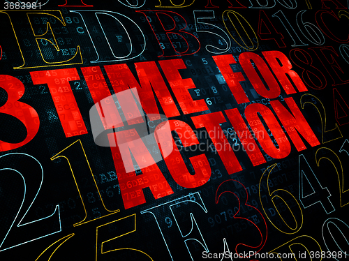 Image of Timeline concept: Time for Action on Digital background