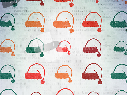 Image of Holiday concept: Christmas Hat icons on Digital Paper background