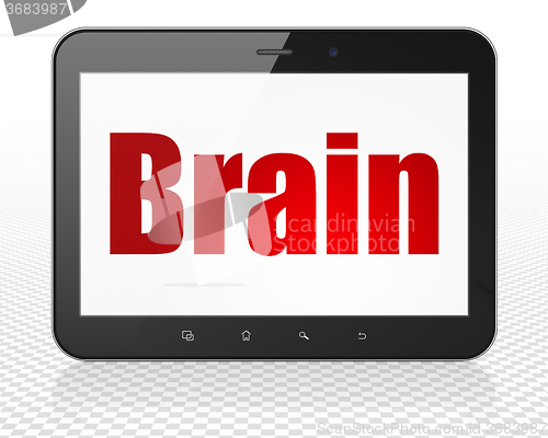 Image of Medicine concept: Tablet Pc Computer with Brain on display
