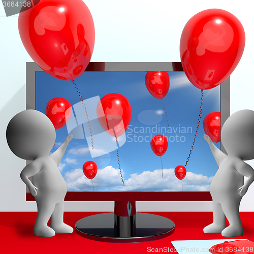 Image of Balloons Coming Out Of Screen For Online Greeting