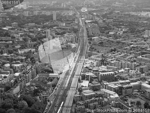 Image of Black and white Aerial view of London