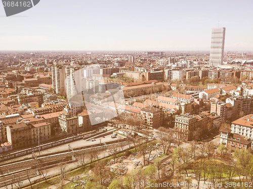 Image of Retro looking Milan aerial view