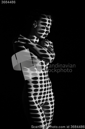 Image of The  body of woman with black and white pattern