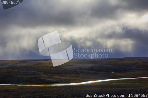 Image of Scarce landscape of cold Arctic desert. Novaya Zemlya archipelago. Nuclear testing range 3