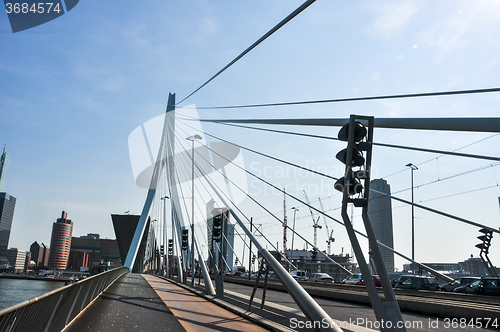 Image of Erasmus bridge in Rotterdam Netherlands Holland