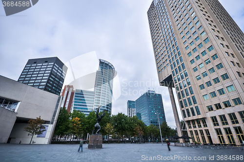 Image of high-rise buildings on the streets of Rotterdam