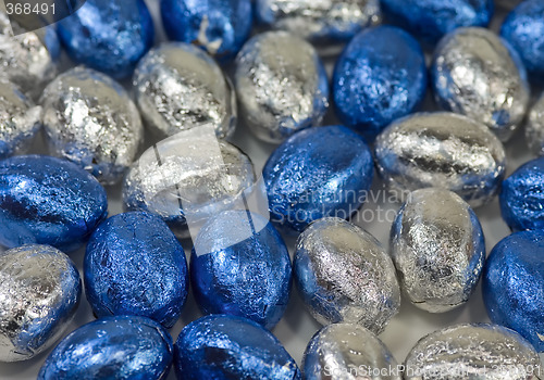 Image of silver and blue eggs