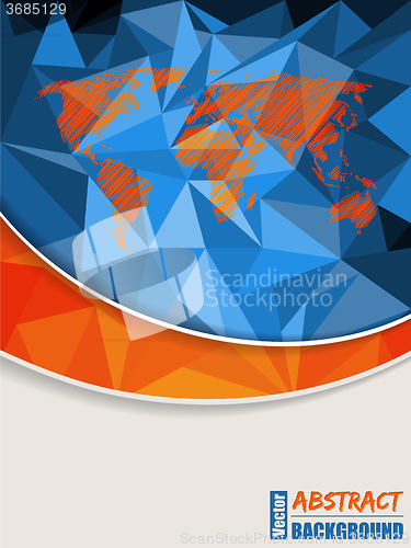 Image of Abstract blue brochure with scribbled world map