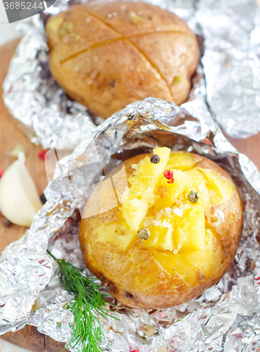 Image of baked potato in foil