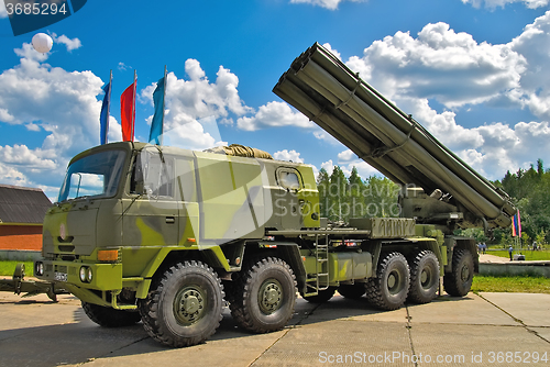 Image of Jet system of volley fire on truck. Russia