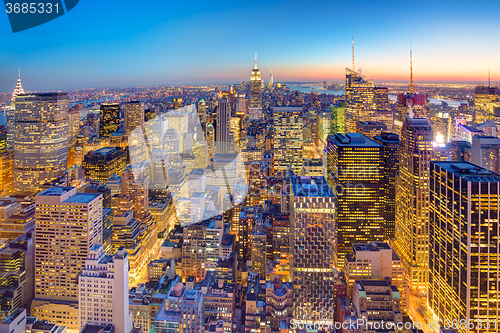 Image of New York City Manhattan downtown skyline.