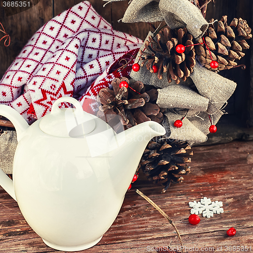 Image of Autumn still life with white teapot