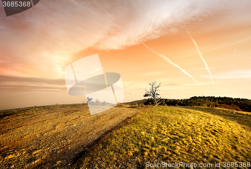 Image of Pink sunset in autumn