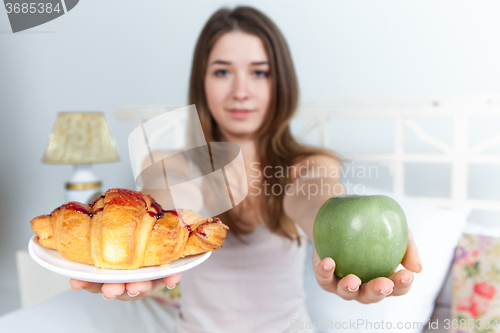 Image of The morning and breakfast of young beautiful girl