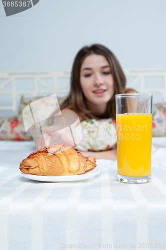 Image of The morning and breakfast of young beautiful girl